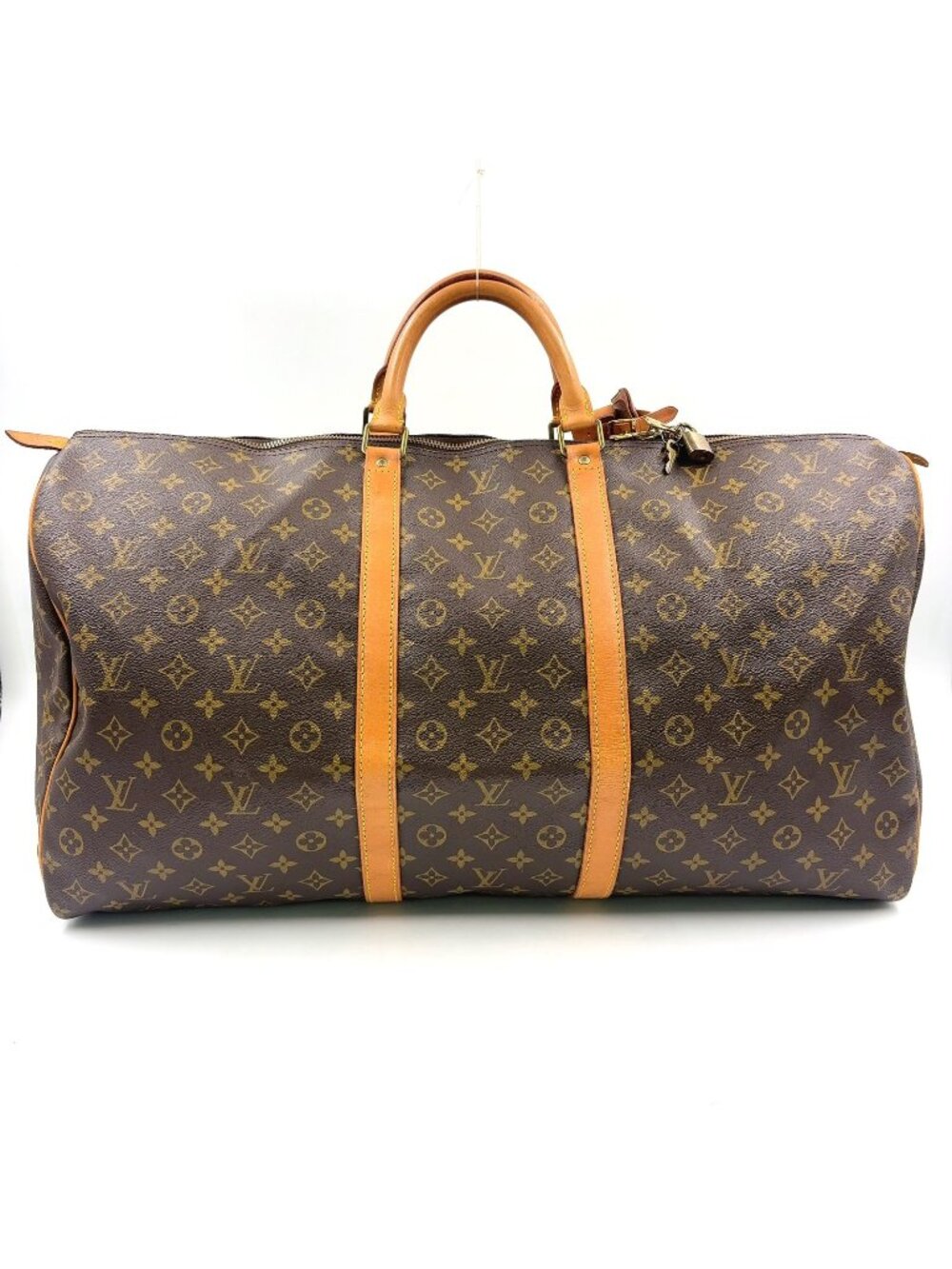 Louis Vuitton Keepall 60 Monogram Leather Brown Boston Bag Gold